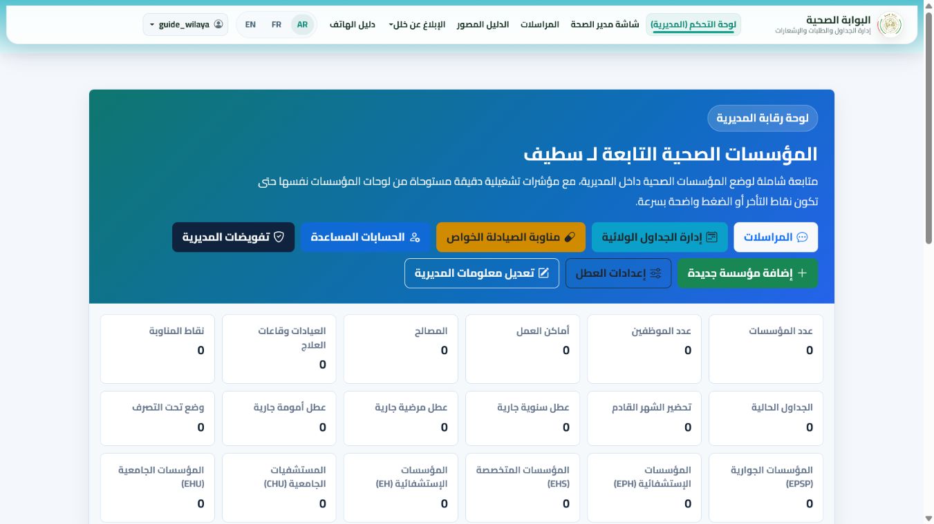 افتح لوحة الولاية التنفيذية